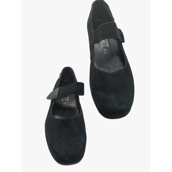 Mephisto Kimona Black Suede Mary Jane Wedge Shoes Womens Size 8.5 Adjustable - Picture 3 of 15